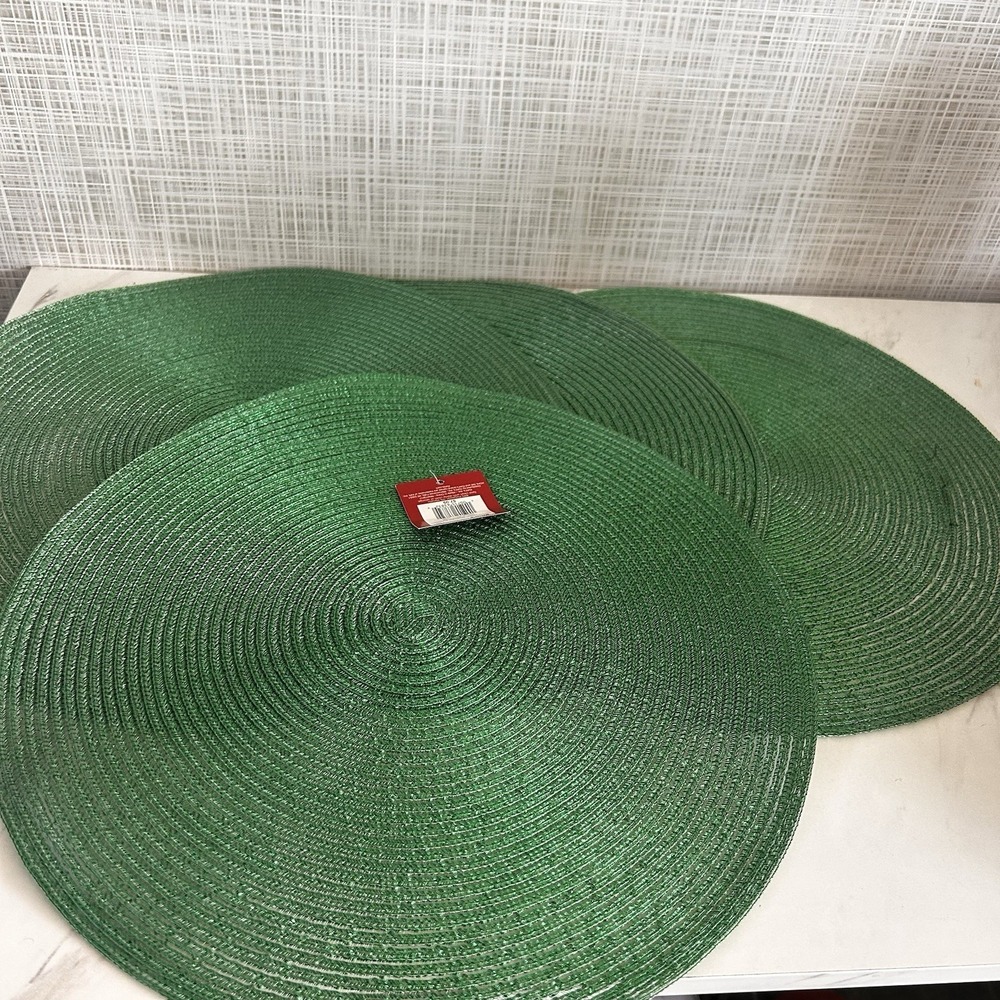 Metallic Green 15 inch Round Woven Placemat Placemats Set Of 4 Kohl's III